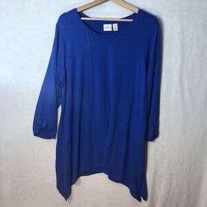 Zenergy Chico's Size 3 Royal Blue Knit Tee T- Shirt Top
